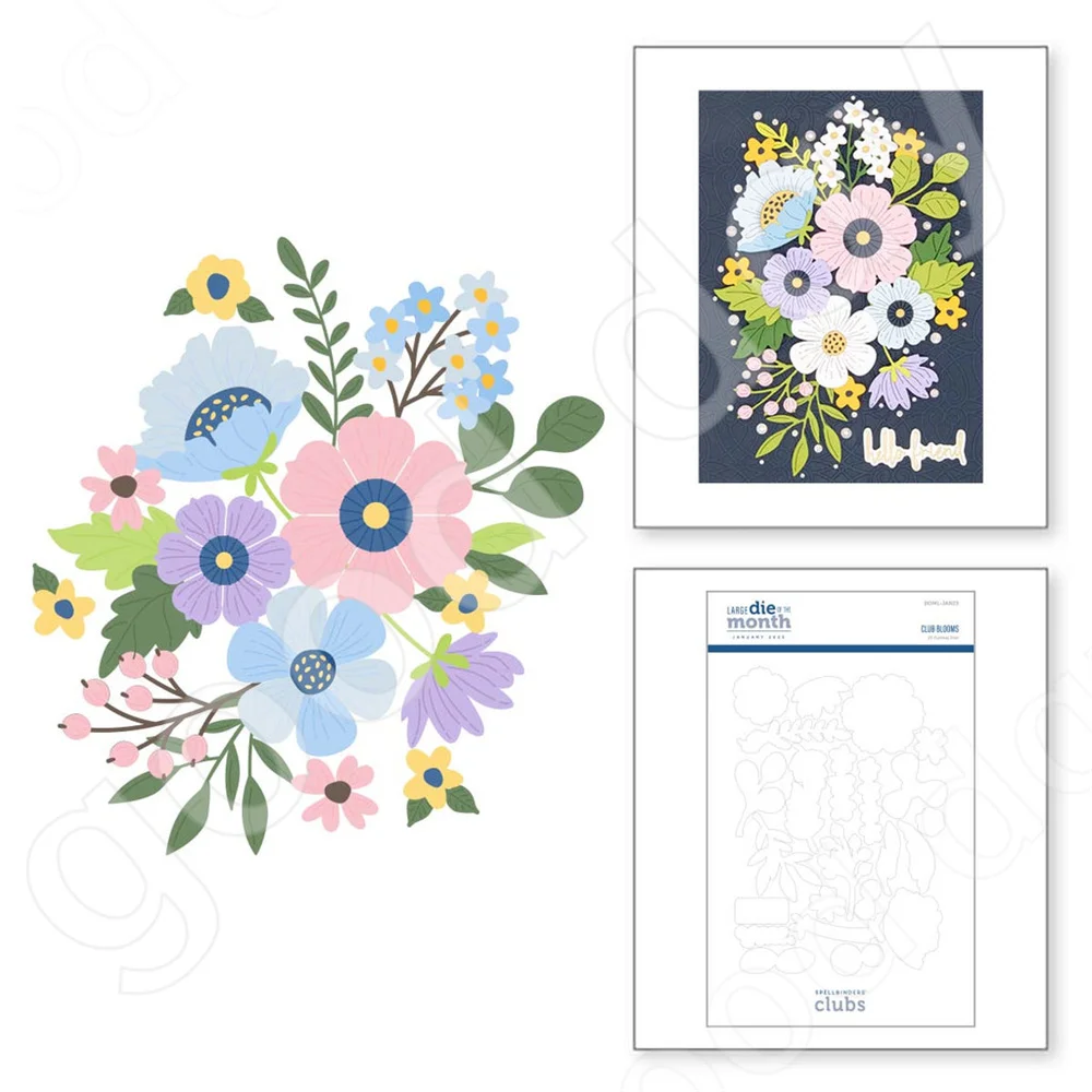 

2023 New Arrival Club Blooms Metal Cutting Dies Scrapbook Diary Decoration Embossing Template Diy Greeting Card Handmade