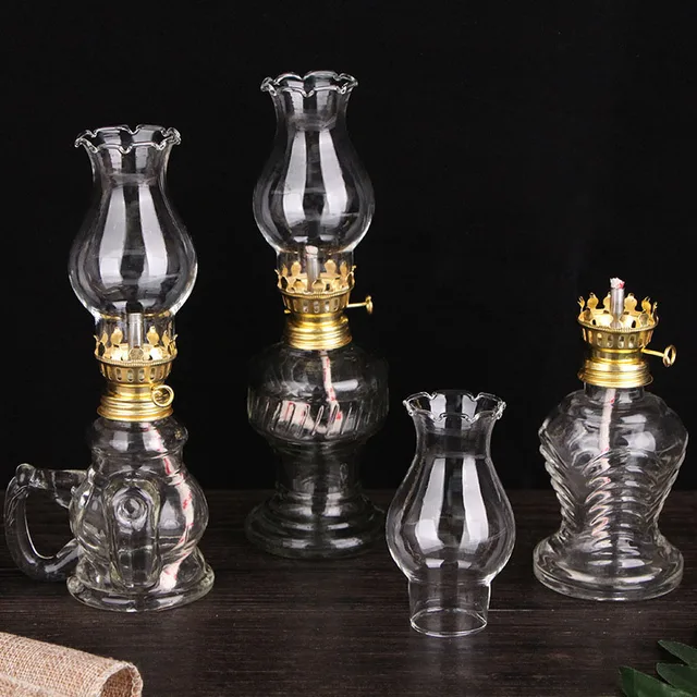 Oil Lamp Lantern Vintage Clear Glass Kerosene Lamp Chamber Oil Lamps for Indoor Use Home Decor 2