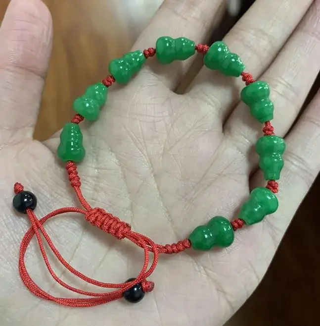 Натуральный китайский бисер из зеленого нефрита браслет в форме тыквы ювелирные