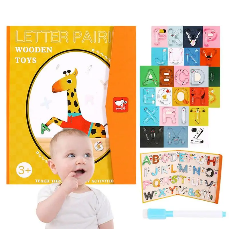 

Alphabet Puzzle Wooden Sensory Matching Alphabet Book Magnetic Motor Skills Alphabet Learning Toys For Travel Gift For Boys