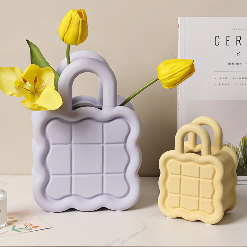 

Creative Bags Vase Ceramic Small Ornaments Living Room Flower Arrangement Table Surface Art Nordic Home Decoration Accessories