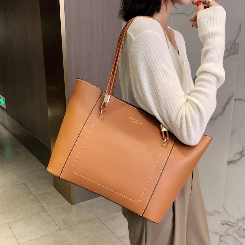 

Вместительная повседневная женская сумка 2020, модная Роскошная брендовая сумка, кожаная дизайнерская большая сумка-шоппер, модные женские с...