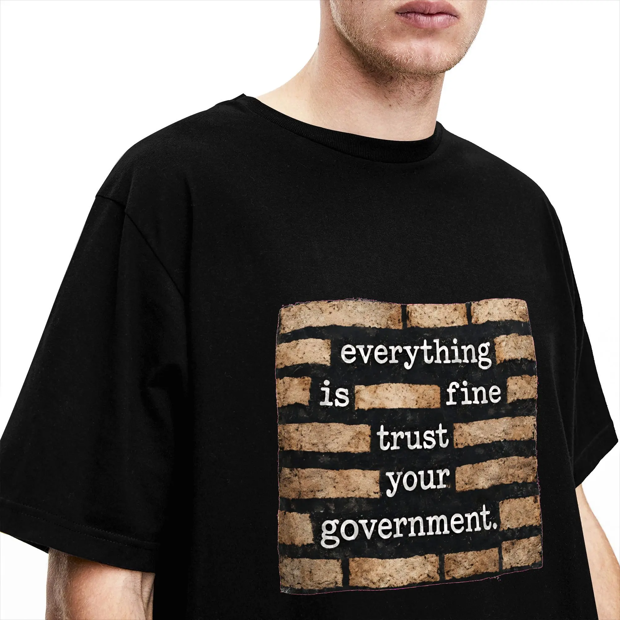Фото Футболка Harajuku Summer Everything Is Fine Trust Your Government, модная стильная хлопковая футболка для пар, большие размеры №1