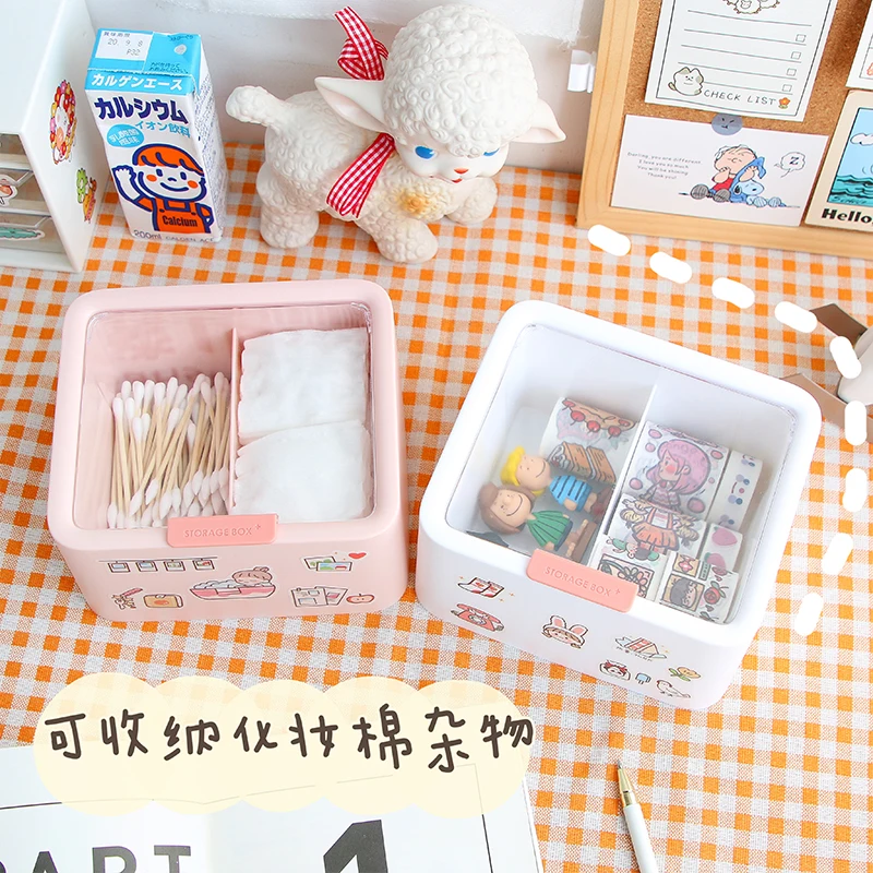 INS Girl Heart Cotton Pad Storage Box Cleansing Swabs Organizing Small Student Dormitory Dresser |