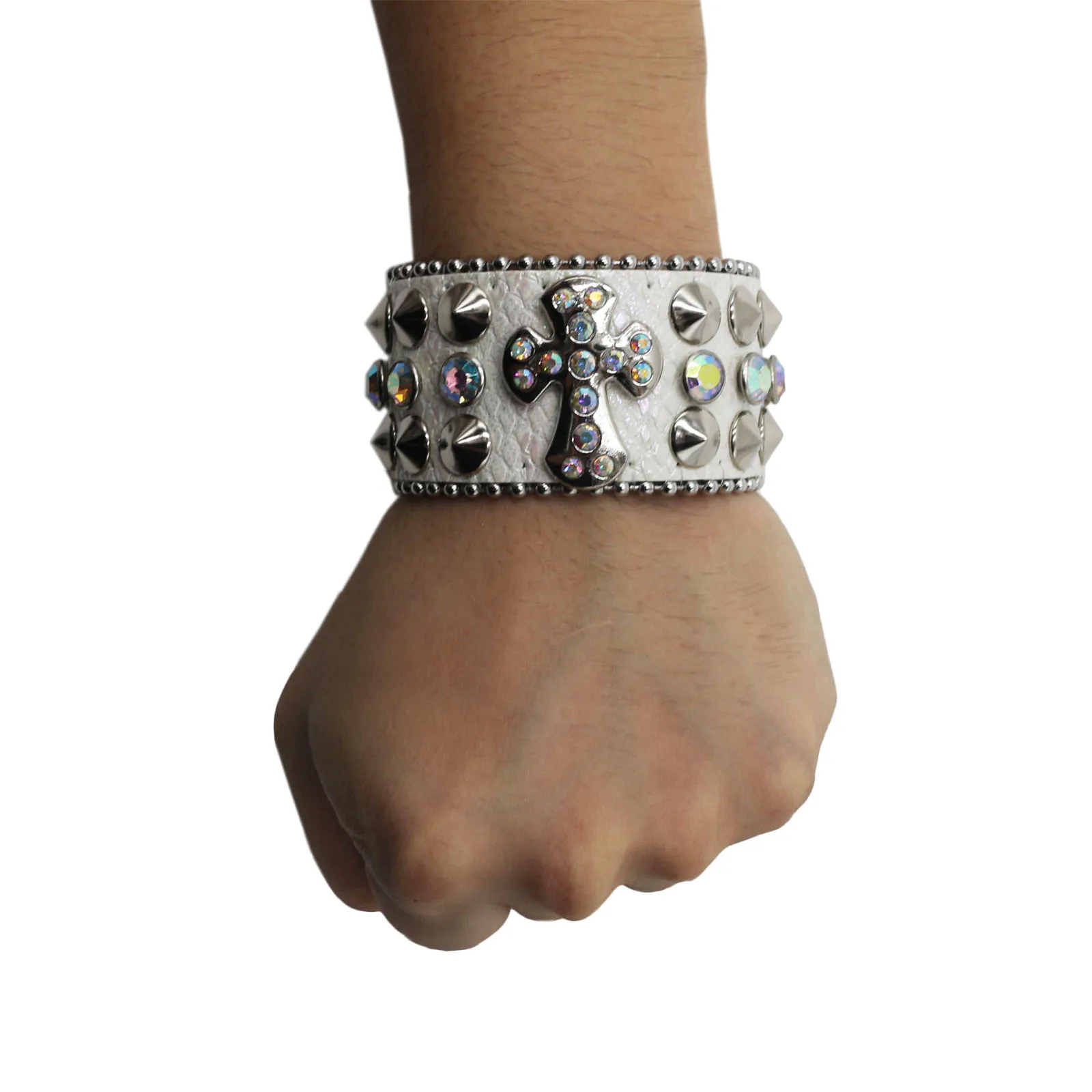 Мужской кожаный браслет с заклепками в стиле панк y2k