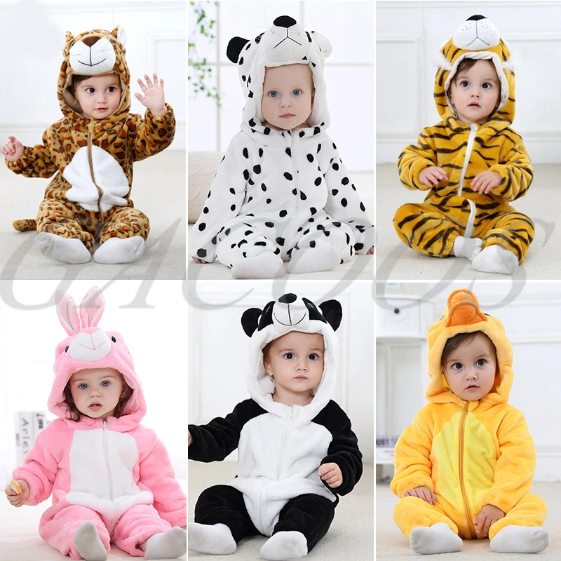 

0-4 Year Baby Kawaii Romper Boy Girl Kigurumi Unicorn Onesie Winter Suit Animal Lion Costume Home Jumpsuit Child Funny Clothes