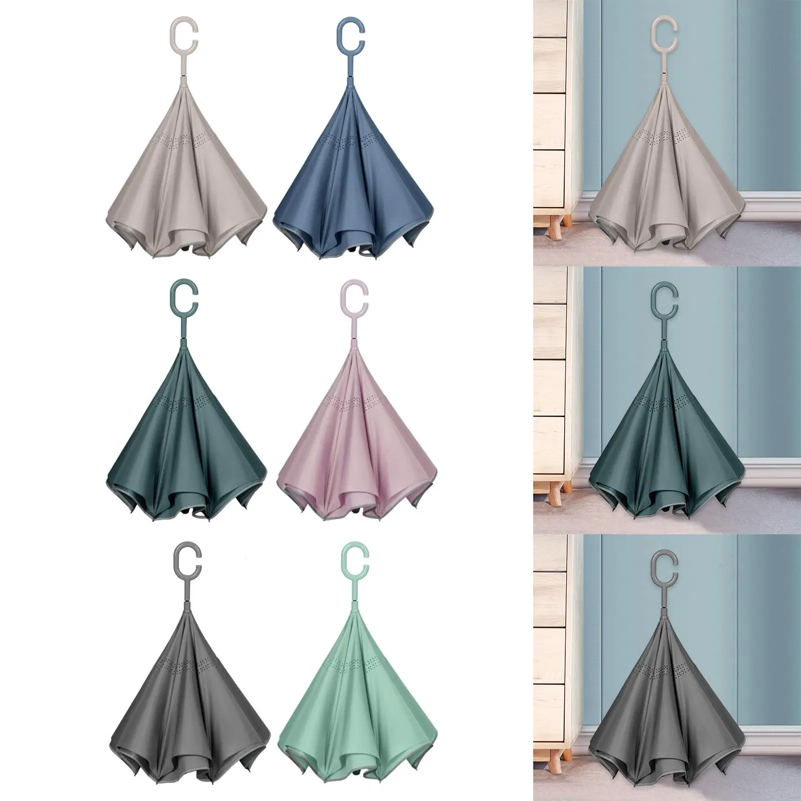 Зворотный зонт от дождя ветрозащитный двухслойный современный перевернутый для