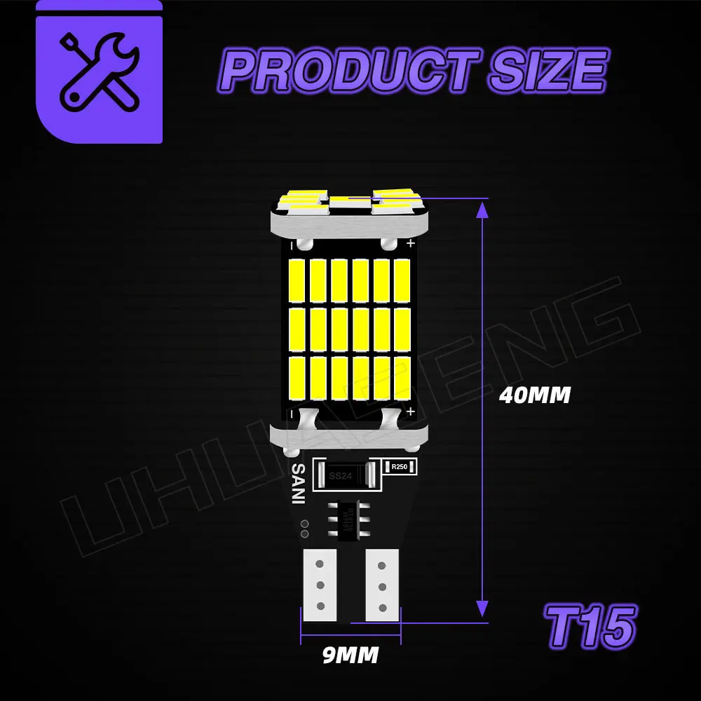 Фото UHUASENG 1x T20 P21W T15 автомобильная светодиодная лампа W16W 1156 1157 7440 7443 BA15S S25 BAY15D WY21W задний тормоз W21W сигнал поворота №3