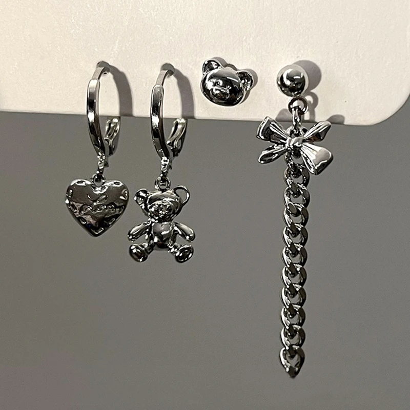 

2022 New Trend of Cherry Earrings Gothic Accessories Cold Wind Love Jewelry Sets Rings for Women Luxury Women Jewelry Gift