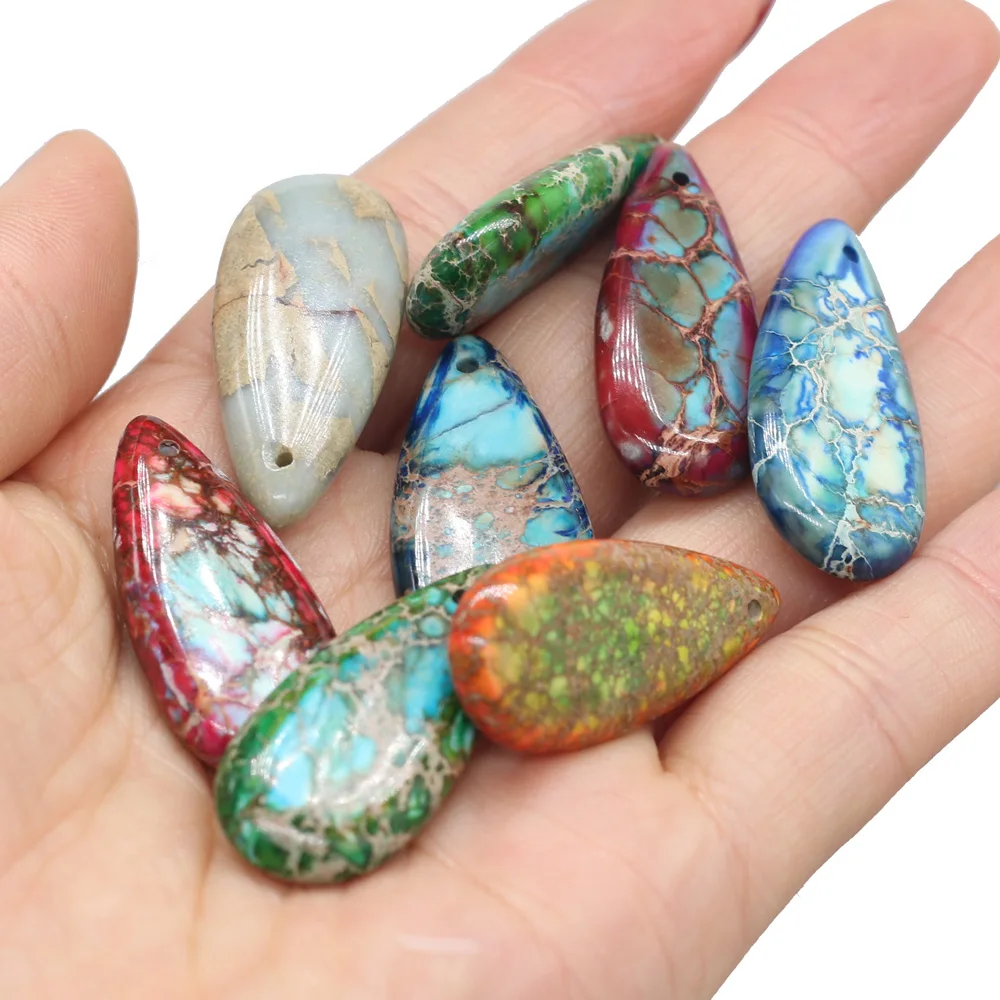 

Natural Gemstone Emperor Stone Drop-shaped Pendant Handmade Crafts DIY Necklace Necklace Bracelet Earrings Accessories 15x35mm