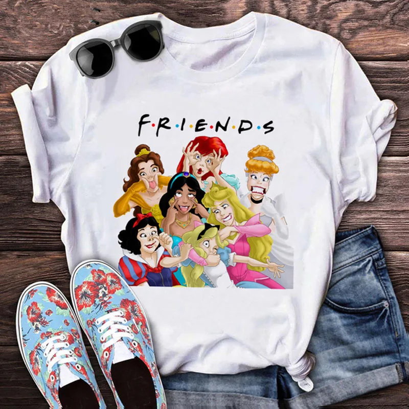 

Disney Princess Friends T-Shirts Kawaii Funny Women Fashion Grunge Cartoon Graphic Tshirt Vintage Cute Anime Female Tops Tees