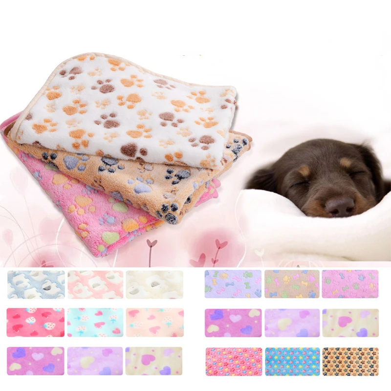 

33 Colors Pet Dog Bed Blanket Soft Fleece Cat Cushion Blanket Winter Warm Paw Print Pet Cats Cover Blanket For Small Medium Dogs