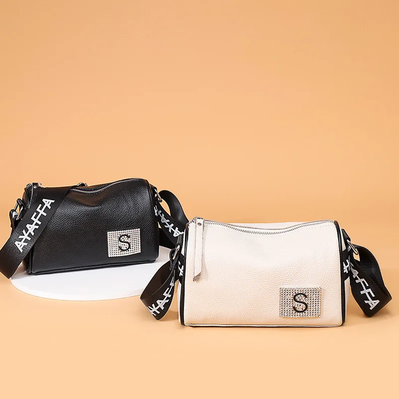 

Fashion Women's Bags Leather Female Shoulder Bags Designer Messenger bags real cow leather Vintage Diamond Handbag for Lady