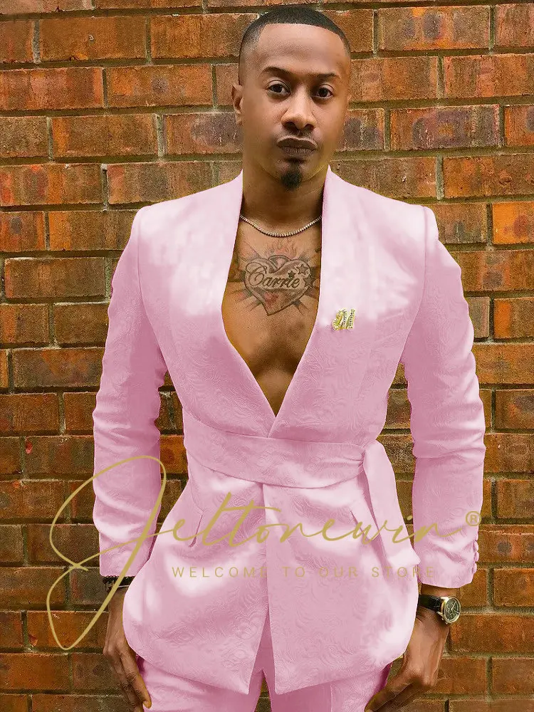 Костюм жаккардовый для мужчин приталенный свадебный смокинг жениха пиджак и