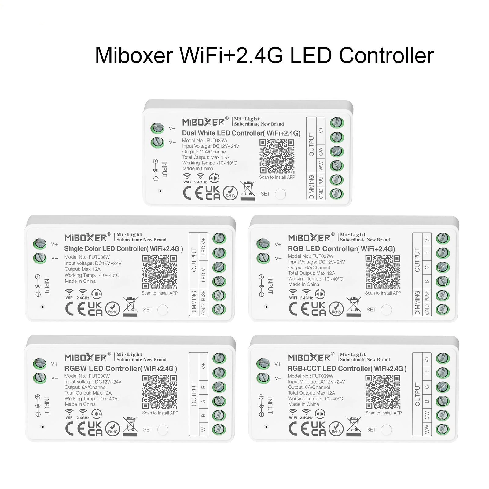 Miboxer WiFi + 2,4G светодиодный контроль ler FUT035W CCT FUT036W DIM FUT037W RGB FUT038W RGBW FUT039W RGB + CCT смарт-музыка APP Голосовое управление