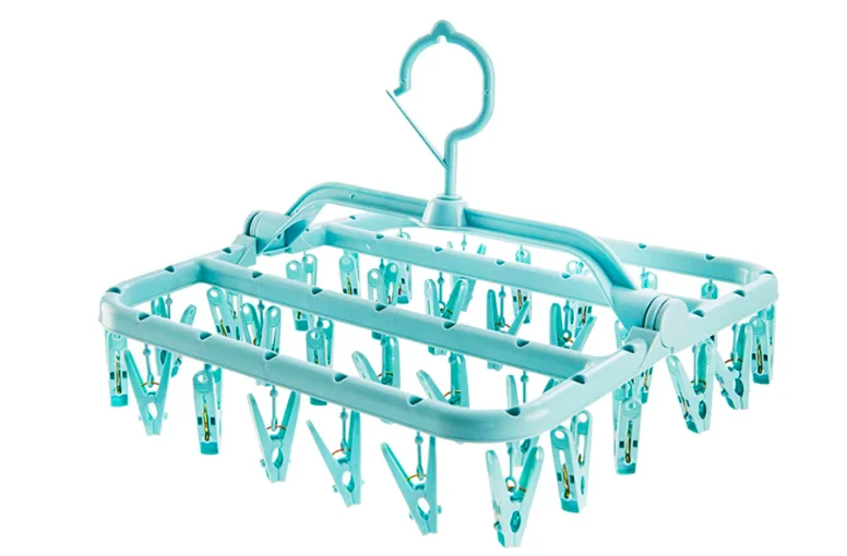 

Foldable Clip Hangers with 32 Clips,Clothes Drying Rack with Clips,Folding Laundry Clip and Drip Drying Hanger for Socks,Underwe