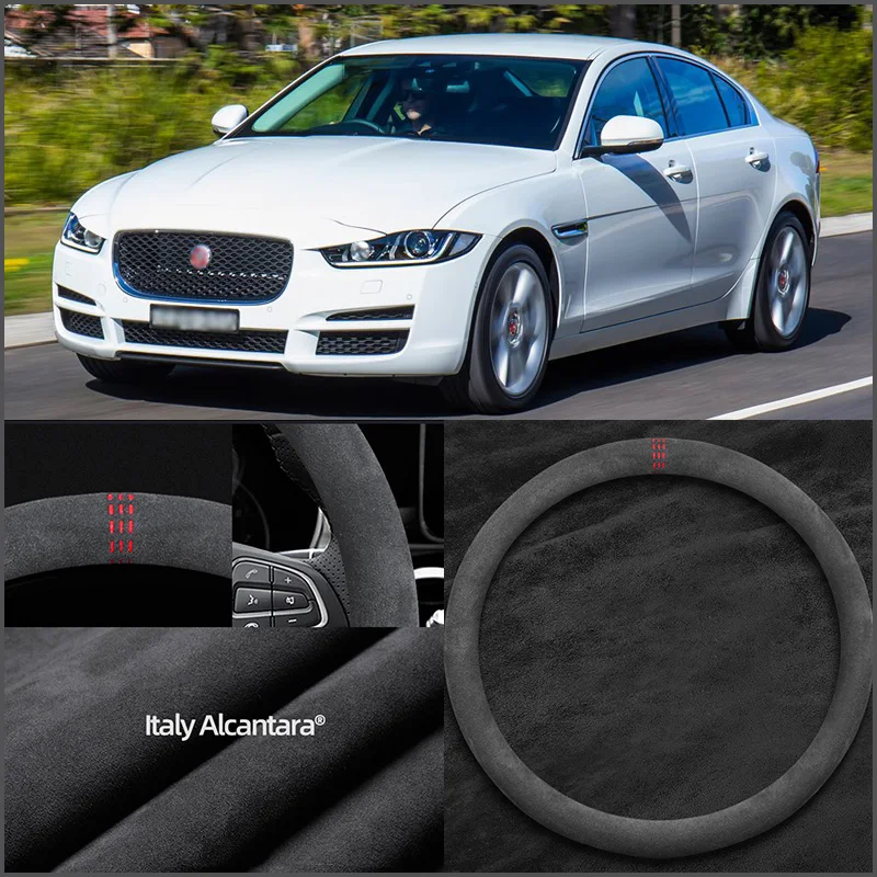 

Car Interior Protection Case All Seasons Anti-skid 15" Black Suede Steering Wheel Cover For Jaguar XE