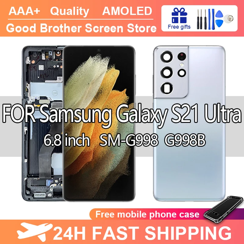 Для S21Ultra AMOLED для Samsung S21 Ultra 5G G998B G998U G998 ЖК-дисплей дигитайзер сенсорного экрана в