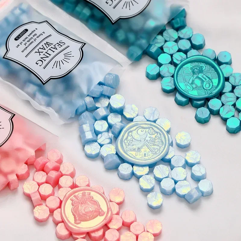 100pcs/set Vintage Wax Seal Stamps Octagon Beads Handmade Art Crafts Invitation Cards Postcards Making Envelopes Sealing