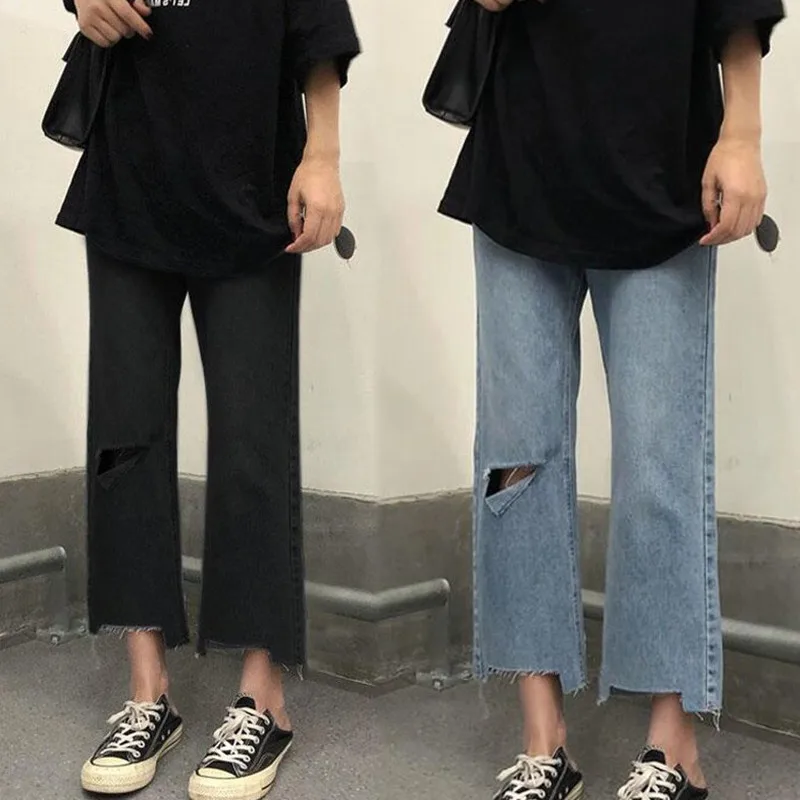 

Джинсы Gaodinglan женские с дырками, свободные штаны из денима до щиколотки, боди в форме груши, с широкими штанинами, большие размеры от S до 4XL, на лето