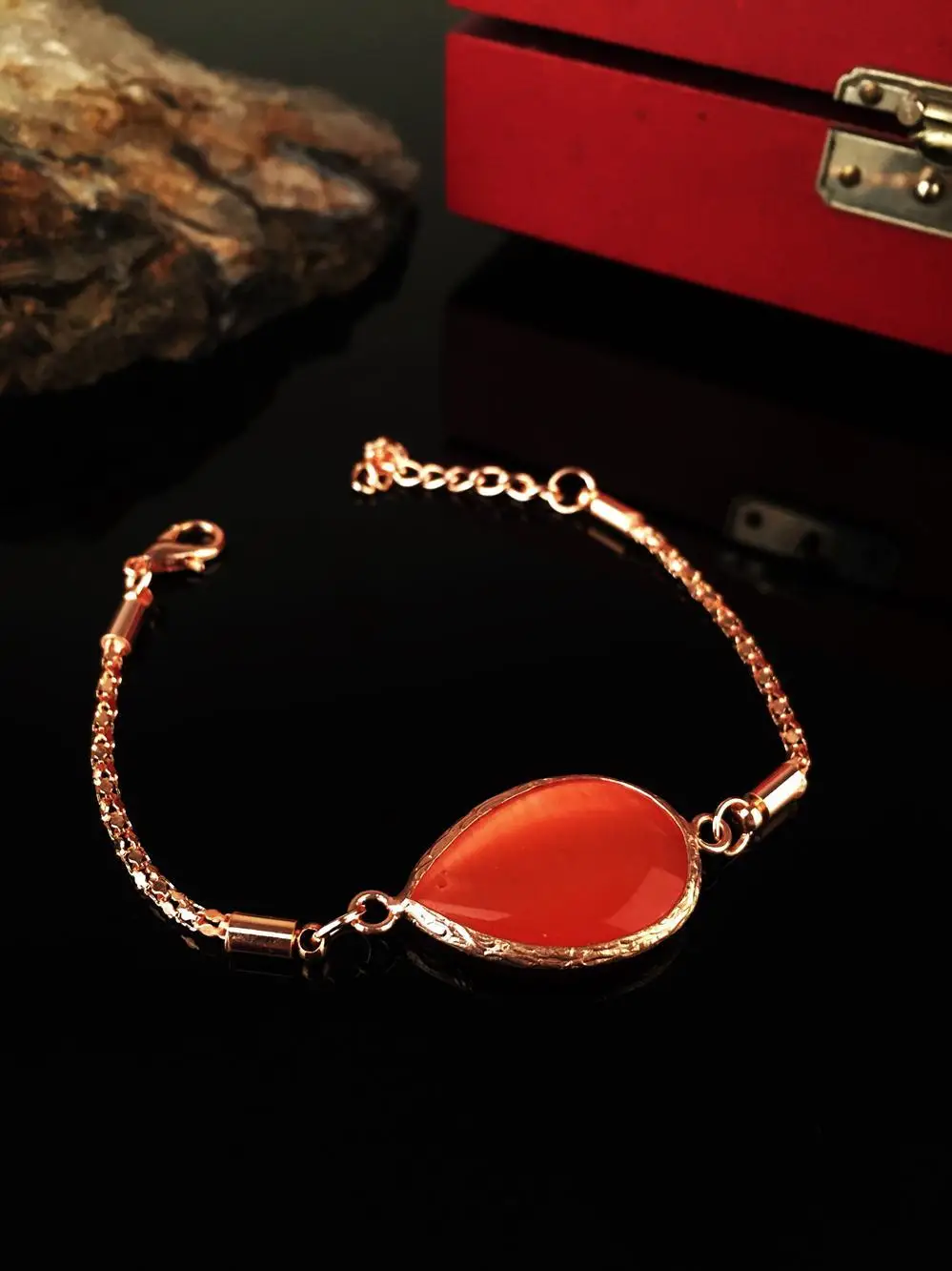 

Natural stone Women 'S Rose Gold Plated Cat 'S Eye Stone Bracelet Krb261