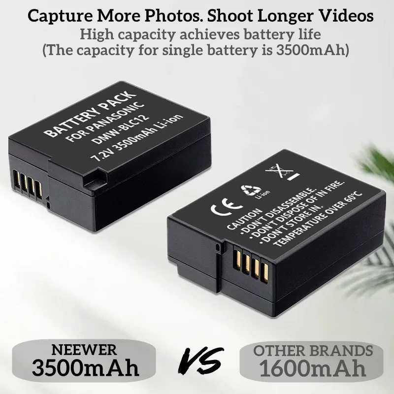 1-5Pack 3 5 Ah Kompatibel mit Panasonic DMW-BLC12 DMW-BLC12E DMW-BLC12PP и Lumix DMC-G85 DMC-FZ200 DMC-FZ1000Battery
