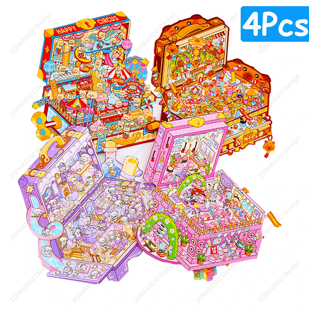 

Новый DIY плюс размер шкатулка с сокровищами мир 3D пейзажная наклейка карманная кабина сцена наклейки фестиваль подарок для ребенка