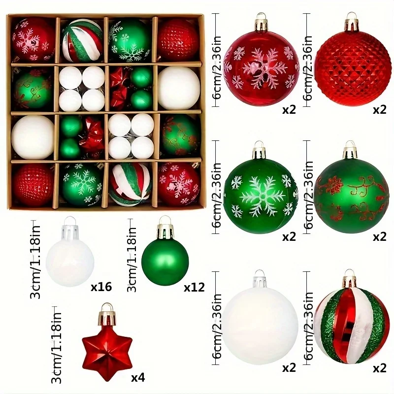 44 шт. рождественский шар украшение для рождественской елки украшения домашнего