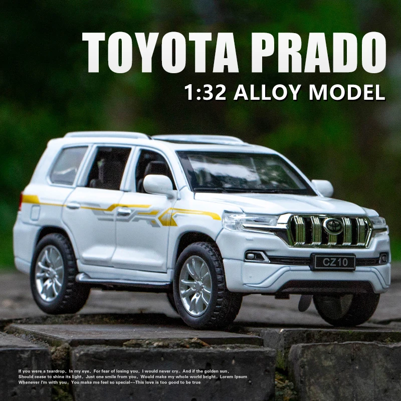 

1:32 TOYOTA Prado Alloy Car Model Diecasts Metal Toy Off-road Vehicles Car Model Simulation Sound and Light Collection Kids Gift
