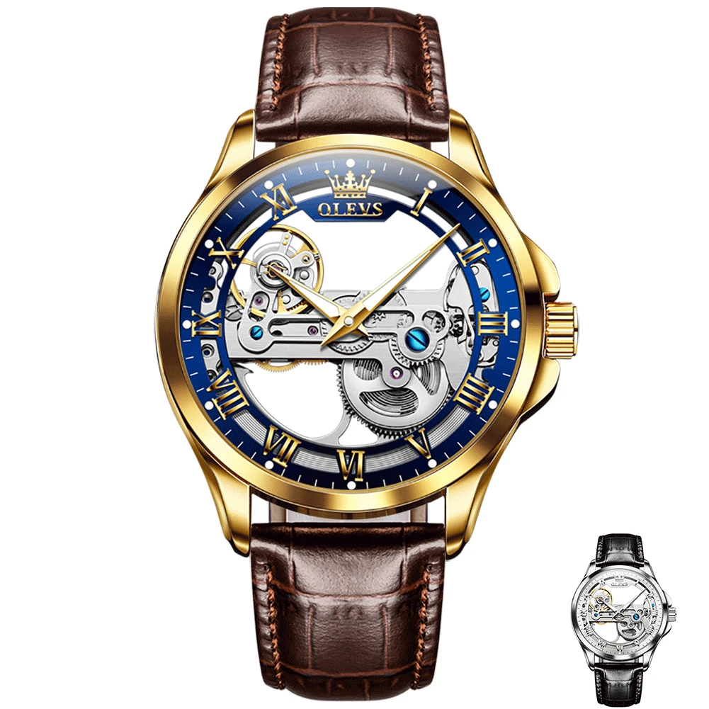 OLEVS Brand Watch Fully Automatic Mechanical Watch Men's Waterproof Hollow Fashion Luminous Men's Watch Boyfriend Gift