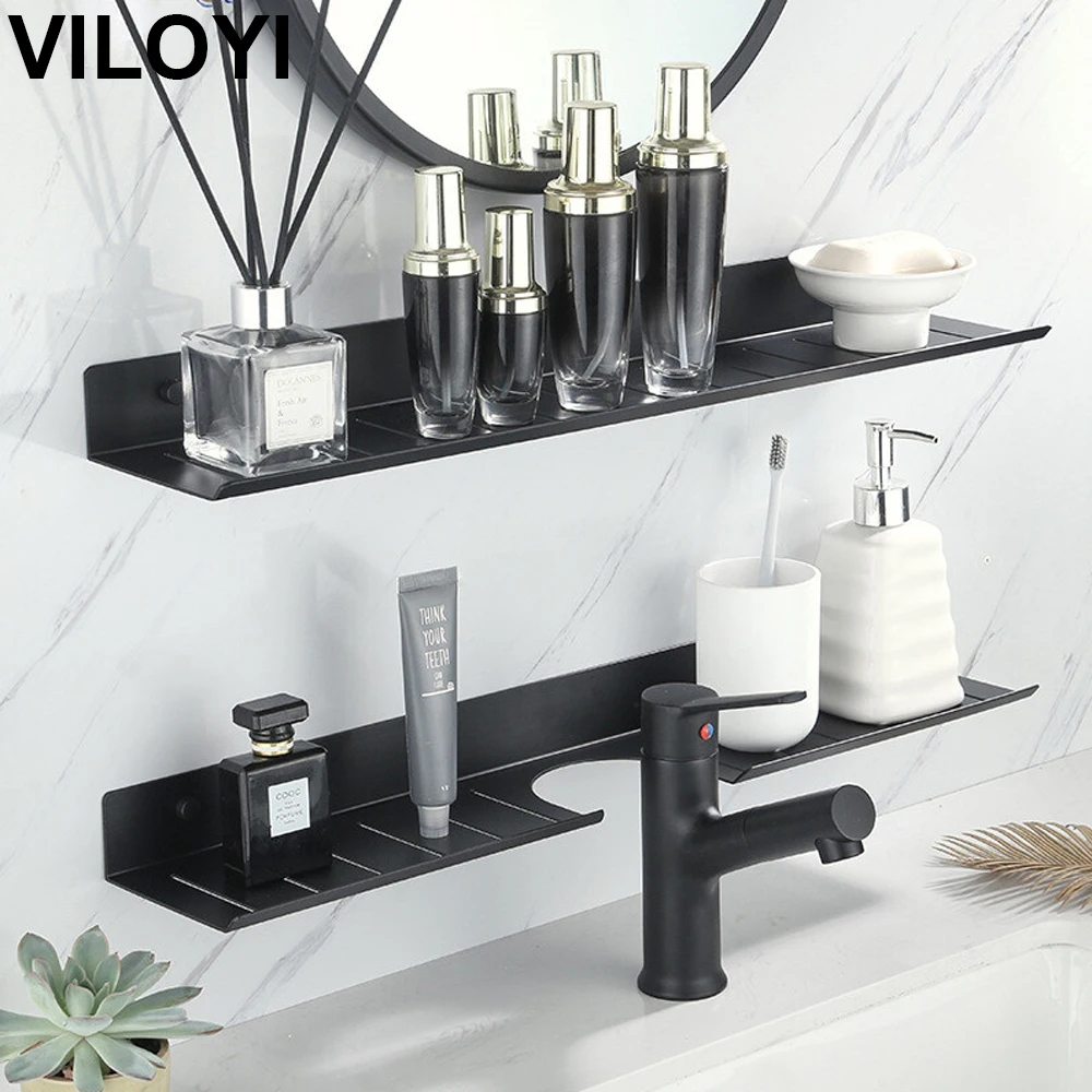 

VILOYI Space Aluminum Shower Shelf Drain Bathroom Organizer Shelves on The Wall Punch Free Shampoo Holder Kitchen Storage Racks