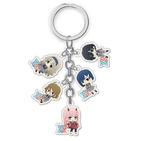 hot anime keychain darling in the franxx keychain japanese anime cartoon figure double side acrylic pendant keyring fans gifts
