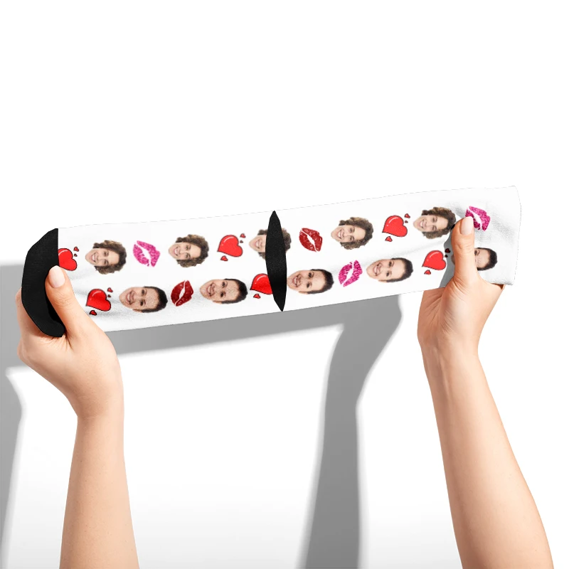 Customized Love Lips Men Women Socks 3D Printing Fashion Face Customized Cotton Socks Suitable For Birthday Anniversary DIY gift