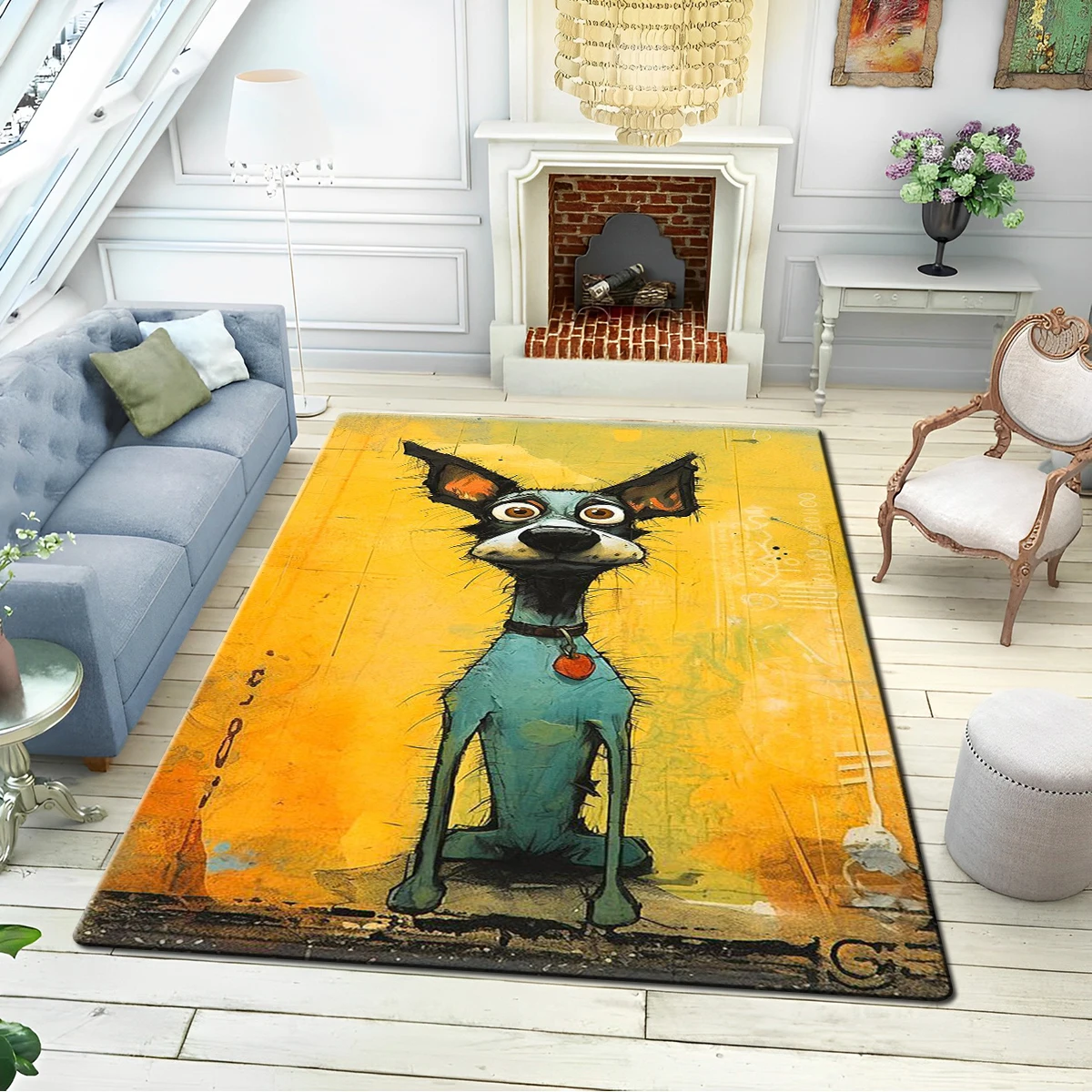 

Уличный коврик с изображением граффити собаки масляной живописи смешной йоги нескользящий коврик с hd-рисунком Большой коврик коврики для гостиной удобный мягкий пол для спальни