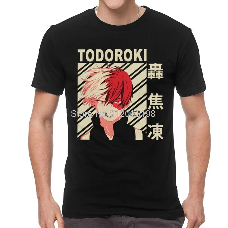 

Boku Men's No Hero Academia T-Shirt Novelty Shoto Todoroki Tshirt Short Sleeve Hip Hop T Shirt Homme Cotton Tee Tops Clothing