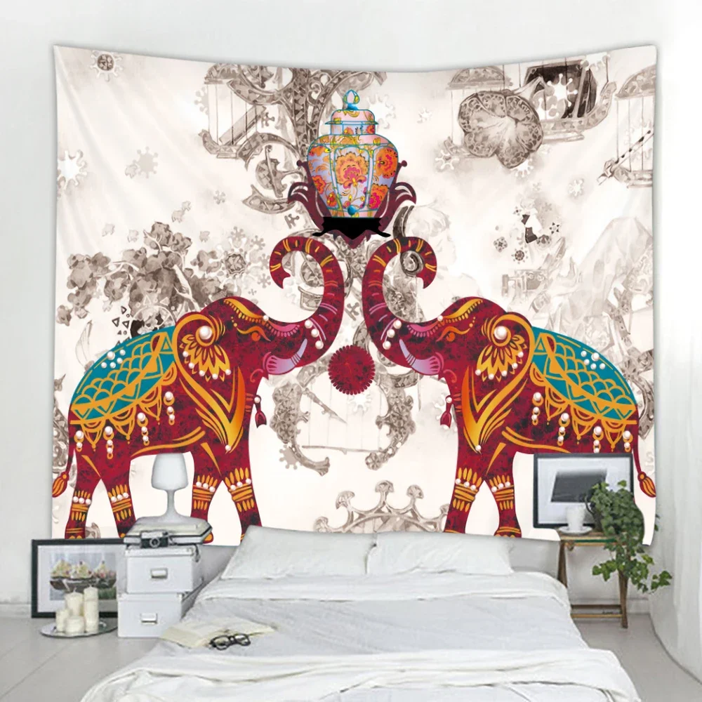 

Elephant Tarot Psychedelic Scene Home Decor Tapestry Hippie Mandala Wall Hanging Boho Yoga Mat Room Wall Decor
