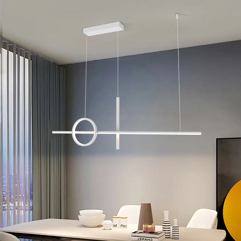 

Nordic Led Pendant Light Hanging Lighting Modern Strip Living Room Bar Ring Restaurant Dining Indoor Home Luminair Decor Lamp