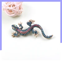vintage multi color lizard rhinestone brooch womens gecko animal pin and brooch clothes jewelry metal brooch