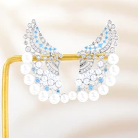 kellybola new original shiny pearls wings earrings for women daily fine bridal wedding party super gift jewelry high quality