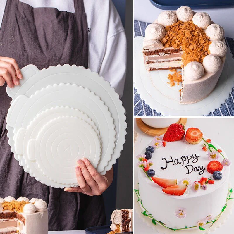 

1/2pcs Reusable Round Mousse Cake Boards Plastic Cakeboard Base Cupcake Dessert Tray For Home Wedding Birthday Tools Can Washed