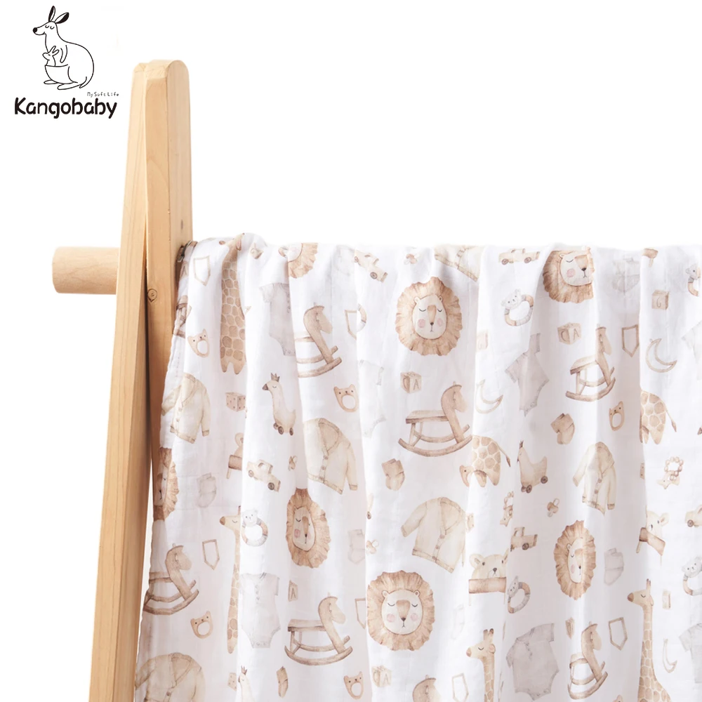 

Kangobaby #My Soft Life# Digital Print Popular Design Premier Quality Muslin Swaddle Blanket For Newborn Baby