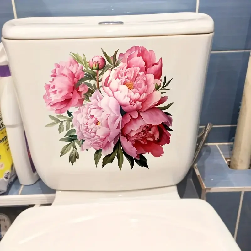 

Классическая наклейка на стену с красным пионом для украшения гостиной и спальни, декоративная наклейка для крышки унитаза, ванной комнаты