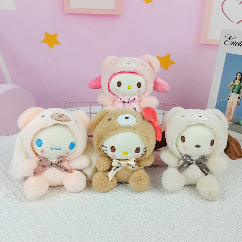 

Японский брелок Sanrio Hello Kitty Pachacco MyMelody Cinnamoroll, медведь-трансформер, плюшевая игрушка, подарок для пары, украшение для школьной сумки