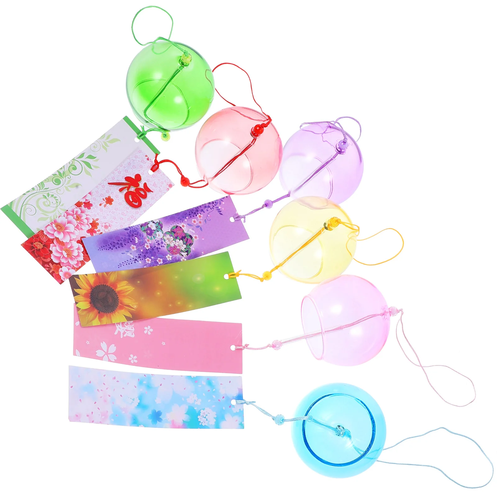 

6 Pcs Living Room Decoration Japanese Style Wind Chimes Simple Chaperone Glass Paper Craft Ornaments