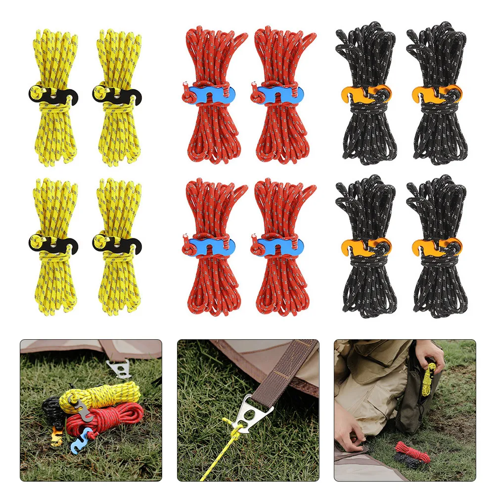 

4pcs Tent Hang Lanyard Tent Rope Cord 3mm 4M Tent Cord Tensioner Set Multifunctions Outdoor Camping Tent Equipment Accessories