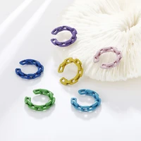 simple solid color acrylic chain clip earrings for women girls korean fashion candy color circle earrings party jewelry gifts
