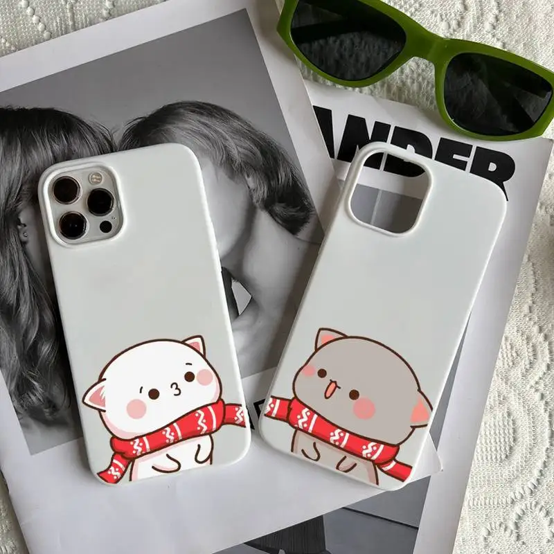 

peach cat cute cartoon Phone Case Candy Color for iPhone 14 11 12 13 mini pro X XS XR MAX Plus