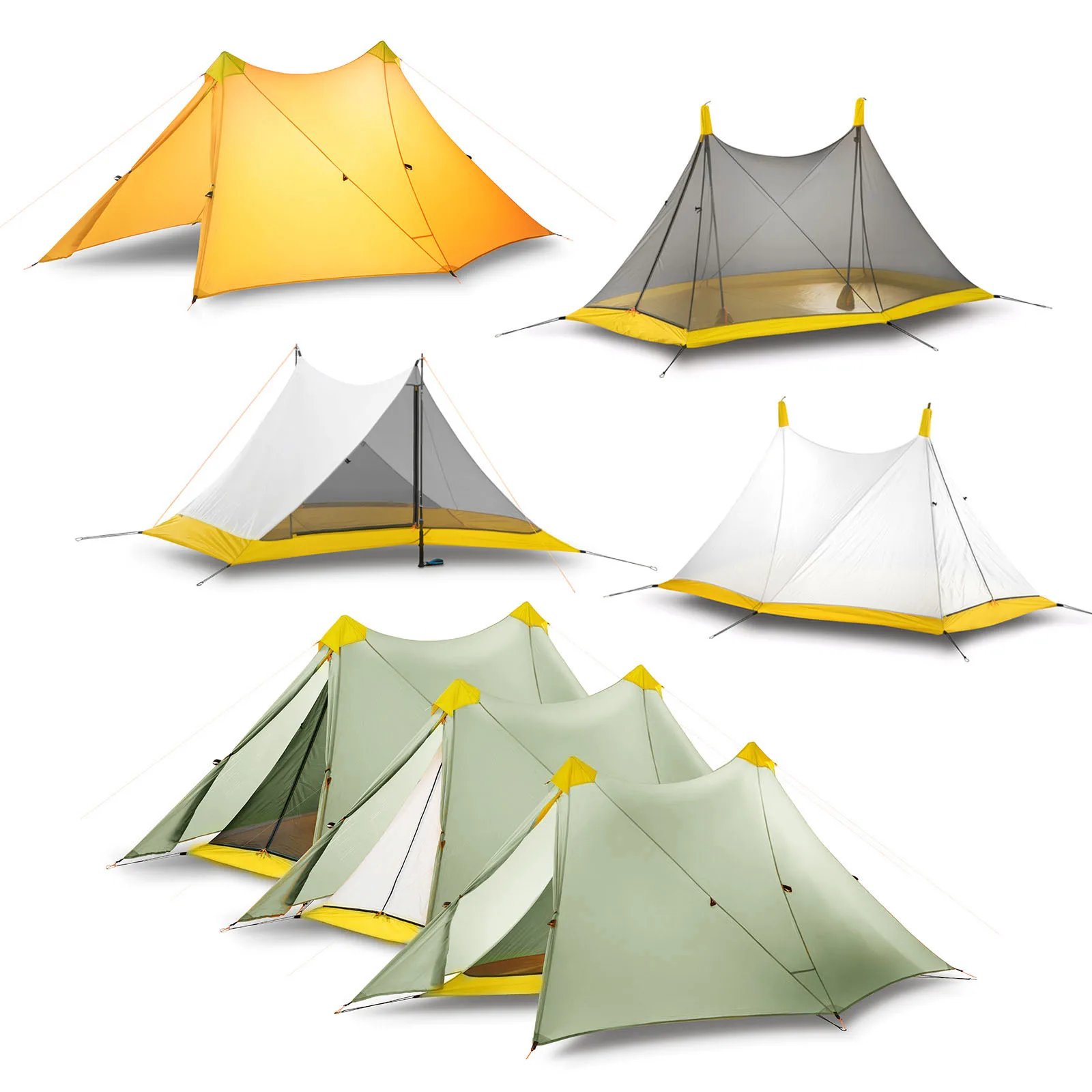 

Ultralight Outdoor Camping Tent /Inner Tent 1-2 Person 20D Nylon Both Sides Silicon Coating Rodless Double Tower Tent 3/4 Season