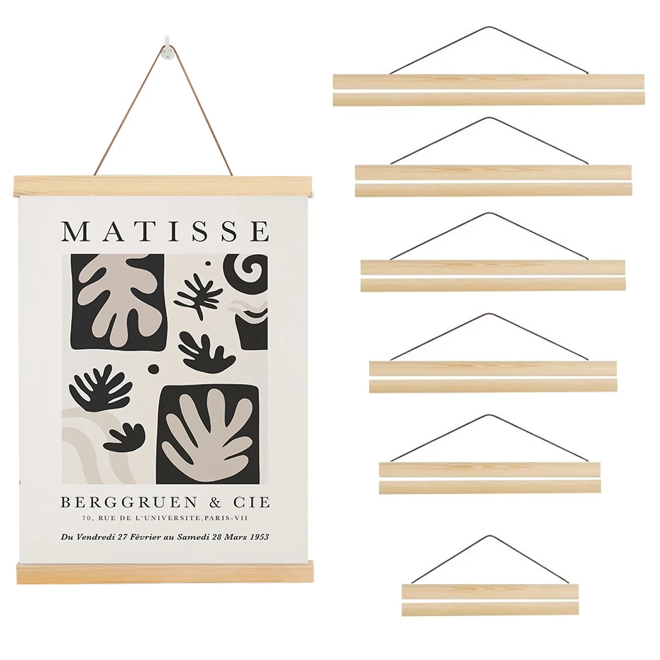 

Magnetic Wood Poster Frame DIY A4 30X40 60X90CM Hangers Hanging Natural Wooden Pictures Canvas Painting Frame Living Room Decor