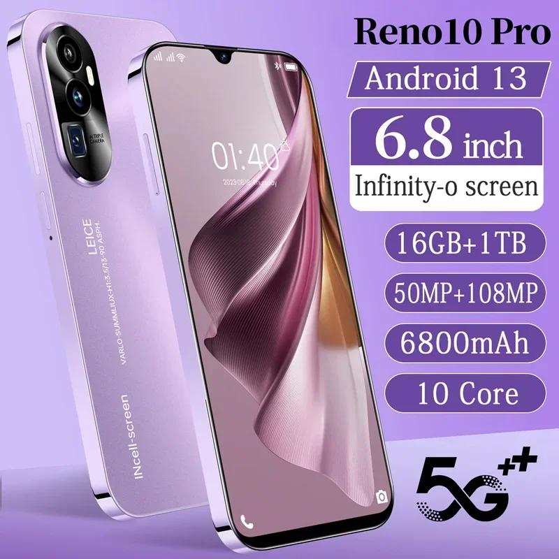 

Совершенно новый смартфон Reno10Pro, телефон, Android, 6,8 дюймов, HD, полный экран, 16 ГБ + 1 ТБ, сотовые телефоны с двумя SIM-картами